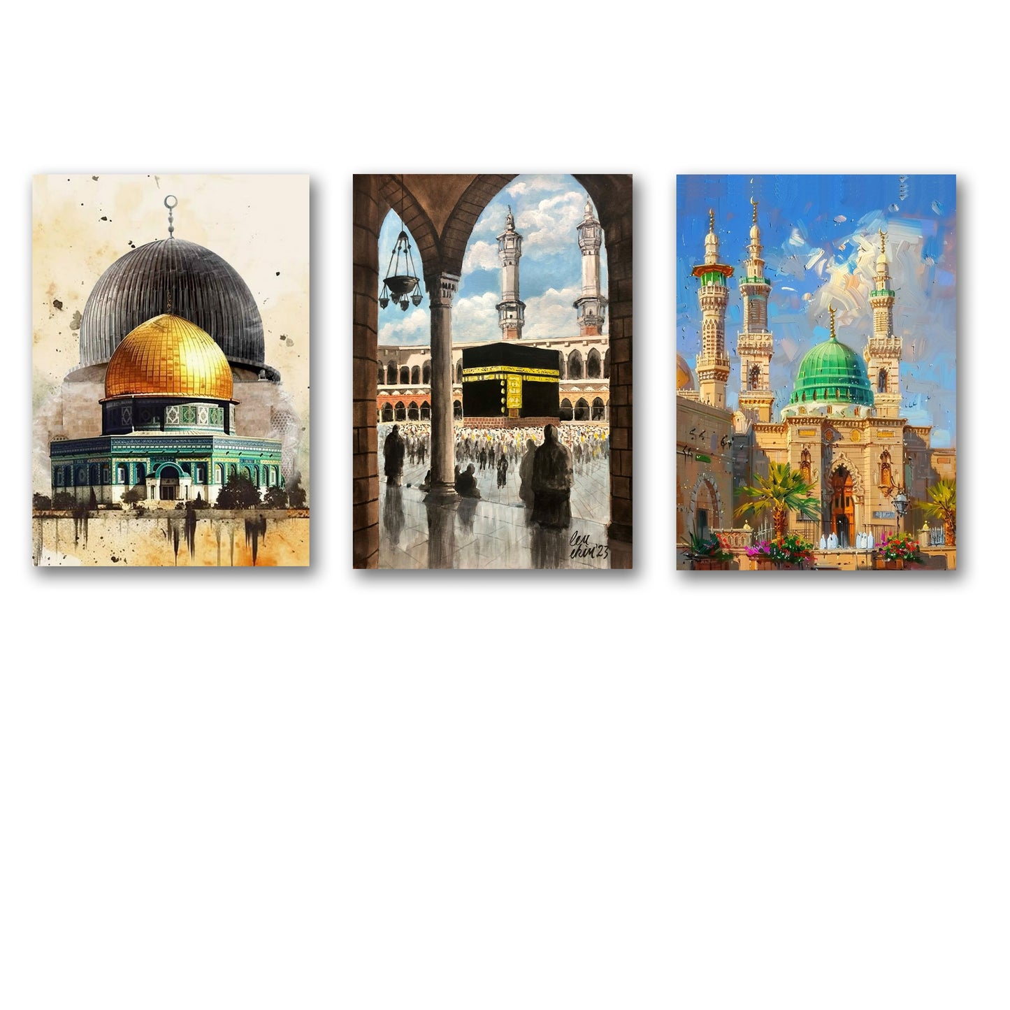 Set of 3 Premium Wall Art Photo Tiles – Modern Home Decor Sets
