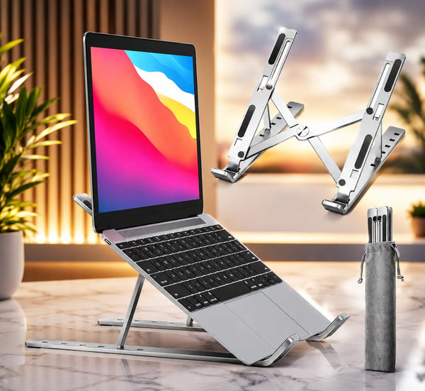 Metal Laptop Stand | Adjustable Foldable Laptop Stand | Portable Laptop Stand With Box & Cover